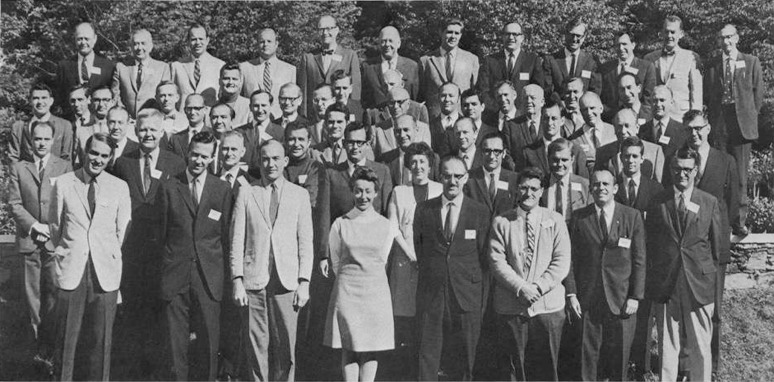 Attendees at the 1968 Airlie House Symposium with Professor Eva Kohner front and center